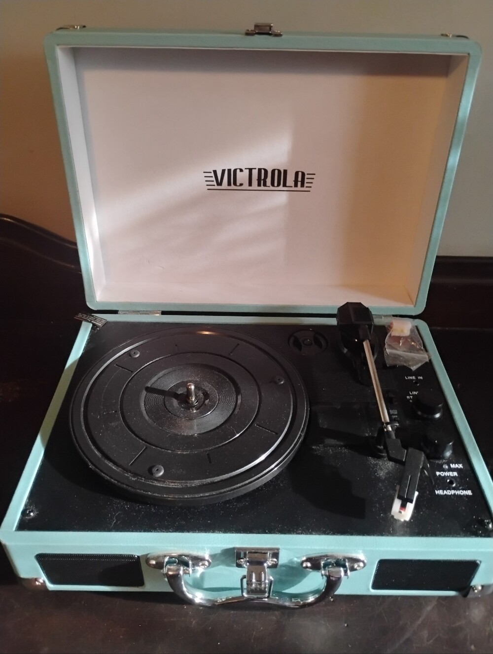 Victrola Portable Record Player in Teal - Built-In Speakers